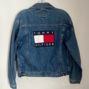 Vintage Tommy Hilfiger Men's Denim Jacket  90s Retro Crest Logo